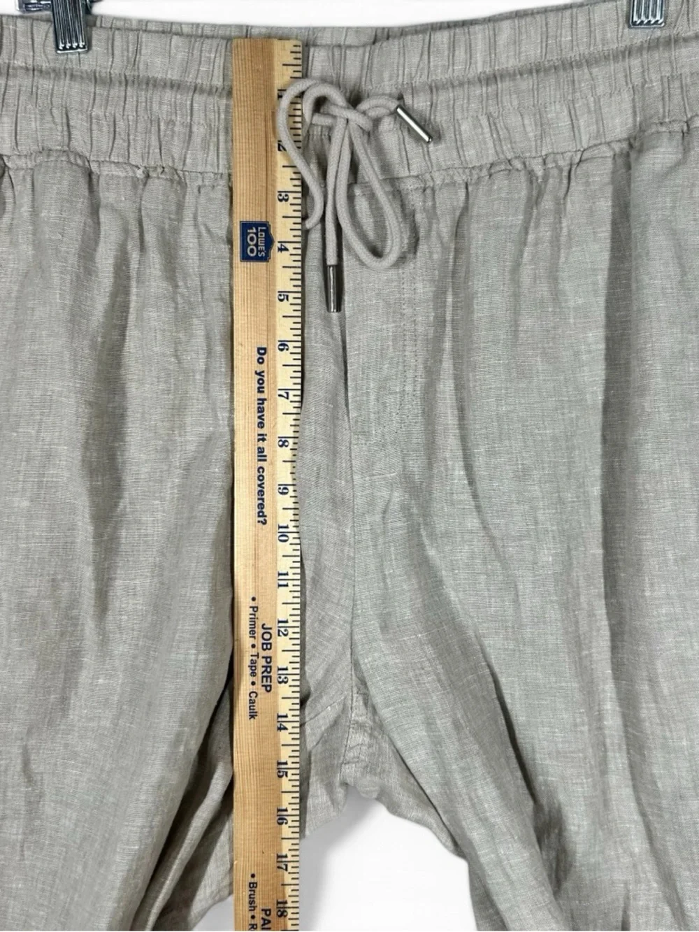 Quince Beige Drawstring Linen-Blend Trousers